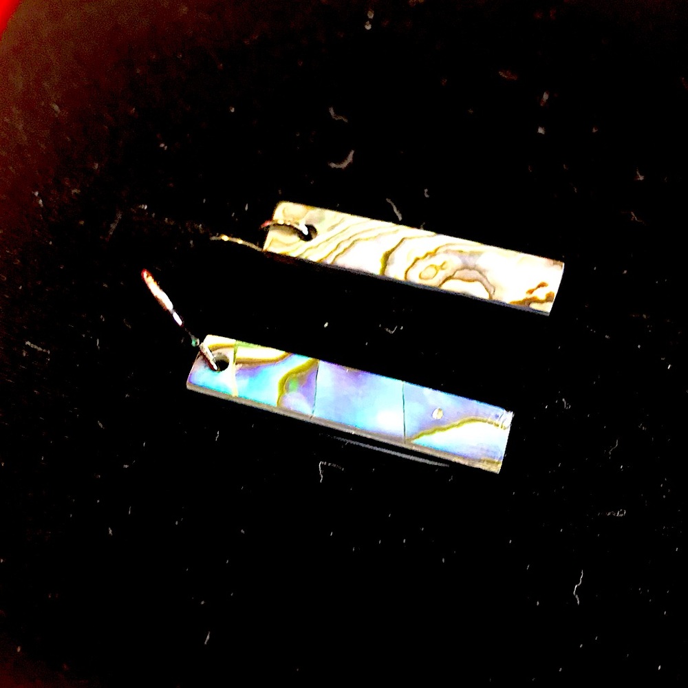CUTE Real abalone bar earrings w/French wires